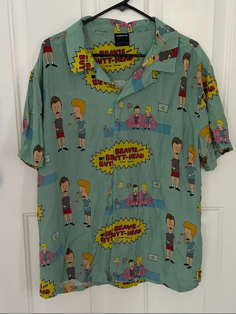 Beavis And ButtHead Hawaiian Bowling Button Down Shirt Men’s Adults XL RARE